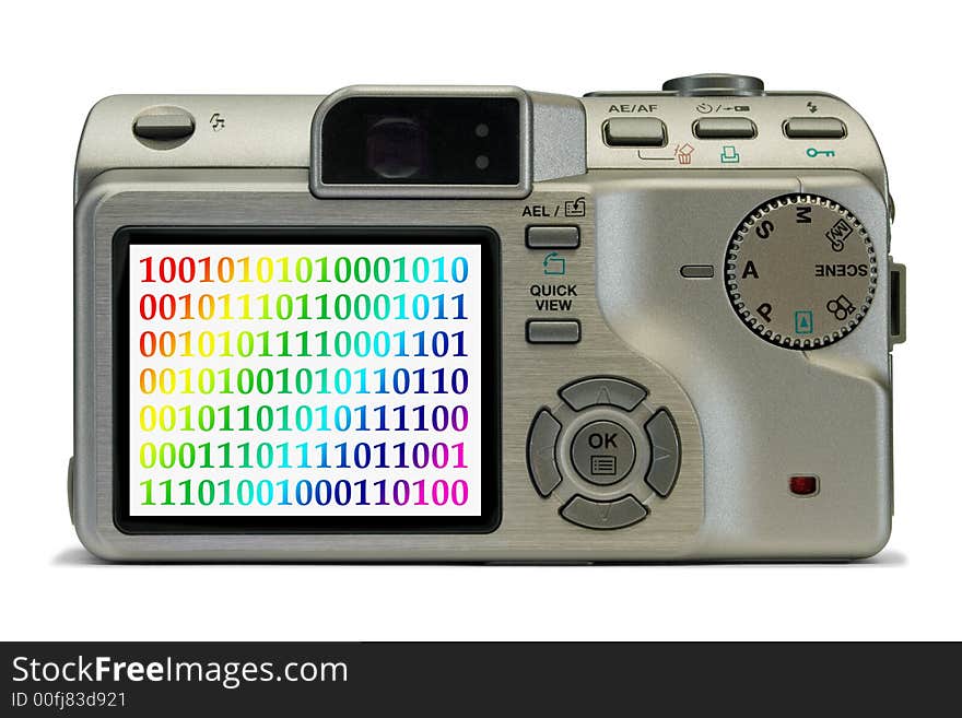 Bytes on display of digital camera, isolated on white background. Bytes on display of digital camera, isolated on white background