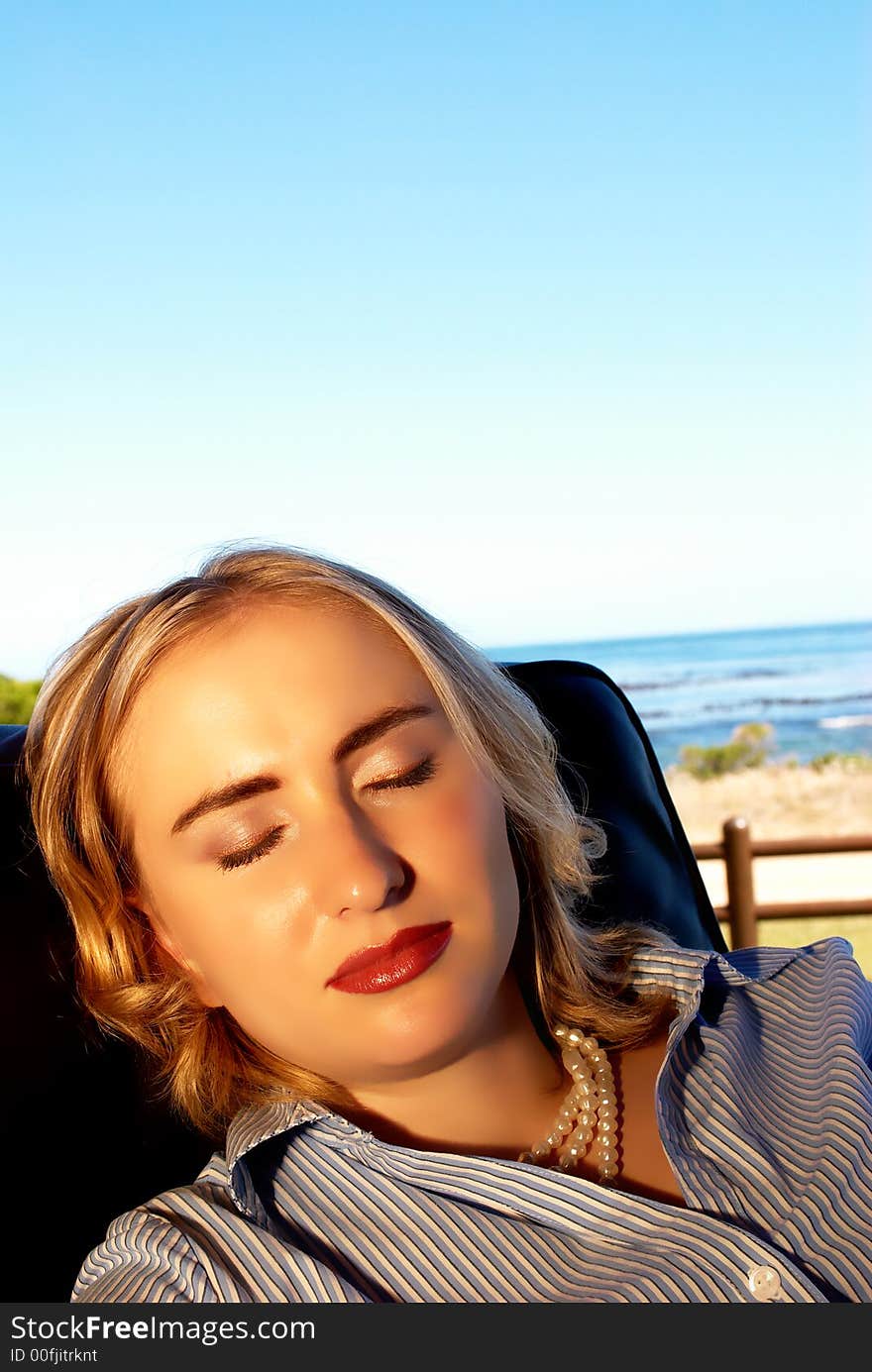 Blonde woman relaxing