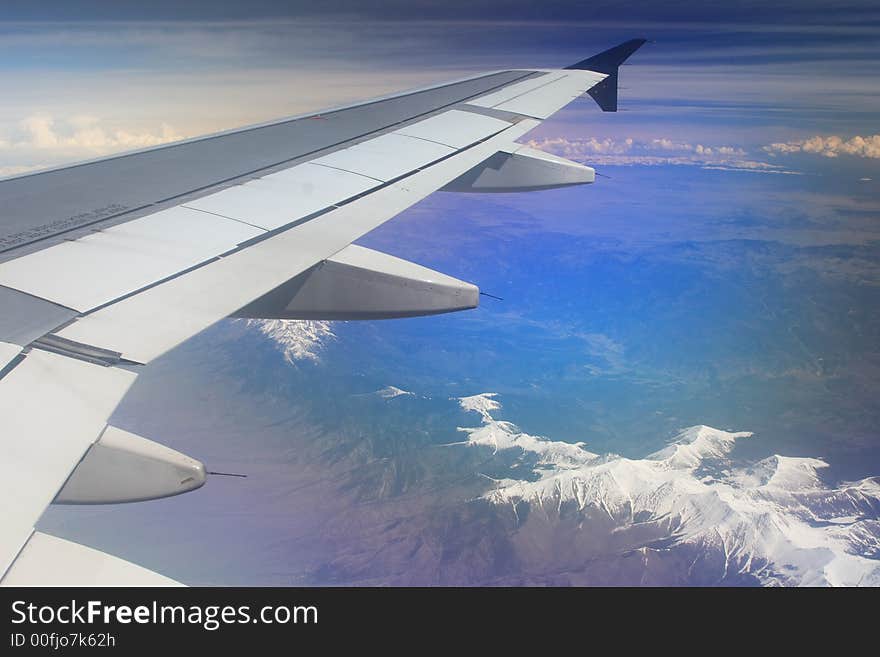 Forty thousand feet flying over the rocky mountains