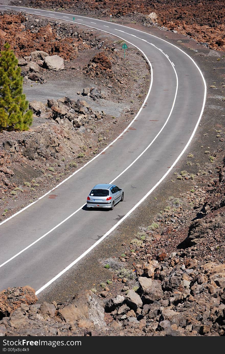 Road through volcanic landscap