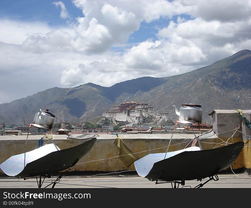 Potala palace seen from a roof