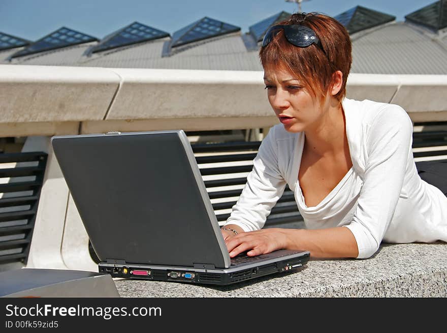 Woman and her computer