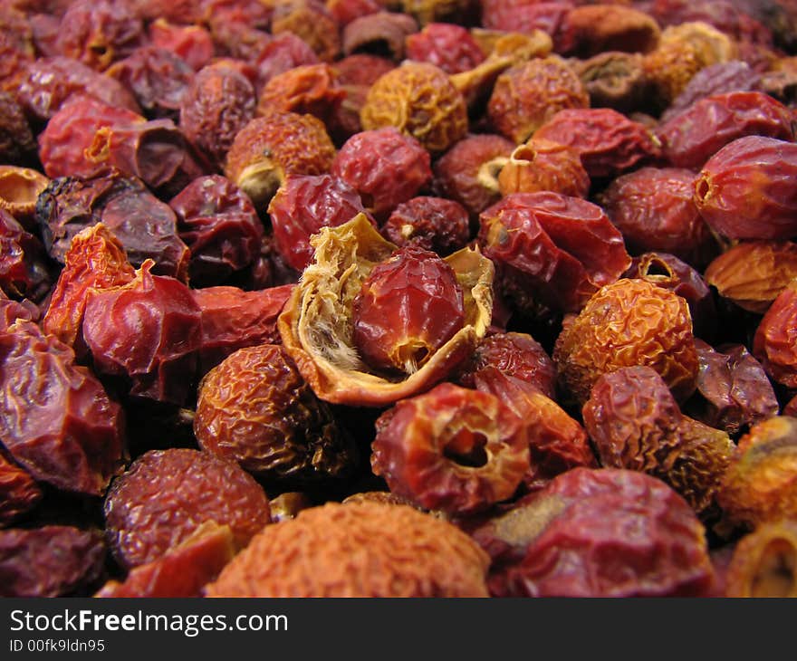 Dried hips.Close up.In a plenty.