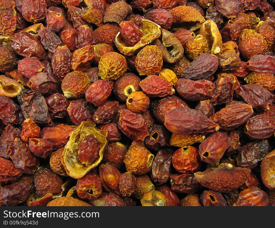 Dried hips.Close up.In a plenty.