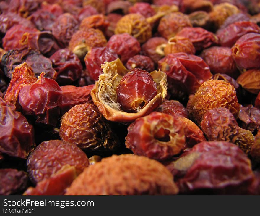 Dried hips.Close up.In a plenty.