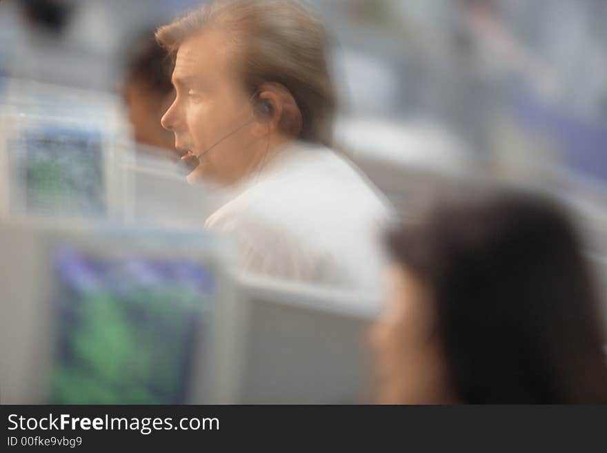 male computer operator with headset. male computer operator with headset