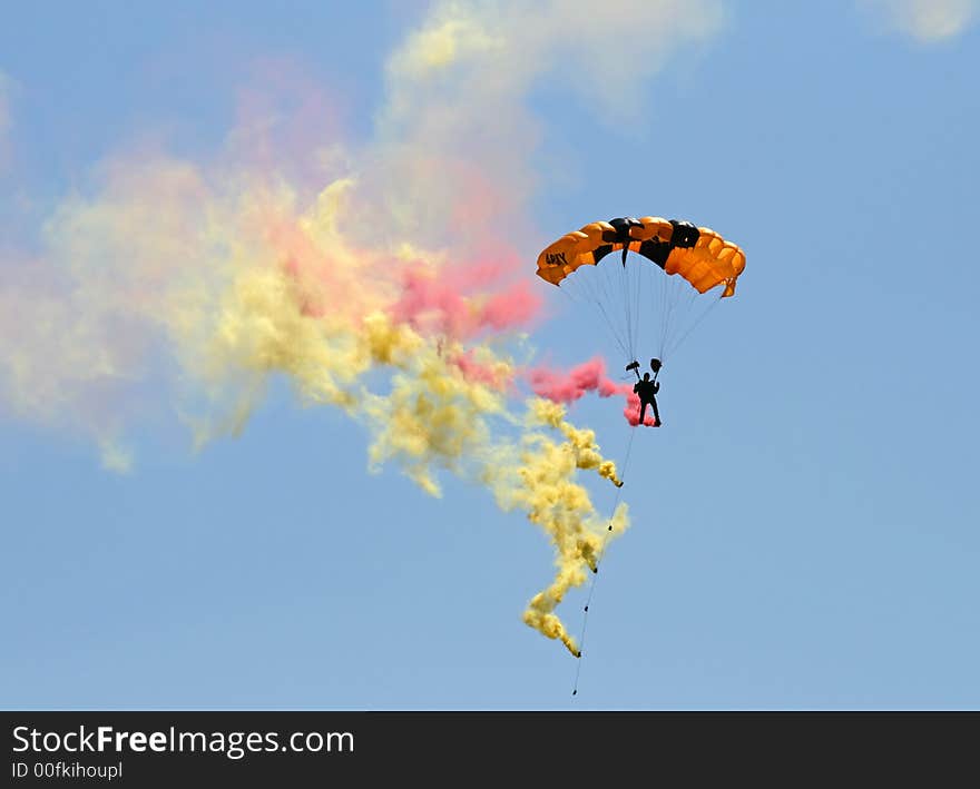 US Army Golden Knight performed at an air show