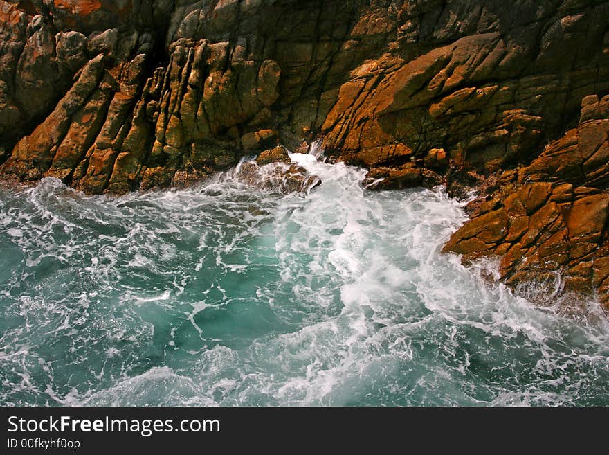 Rocky cliffs and water in Acapulco, Mexico. Rocky cliffs and water in Acapulco, Mexico