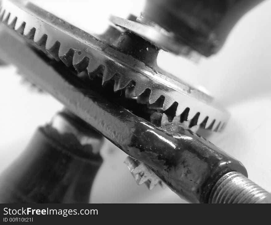 A black & white macro of a hand drill.