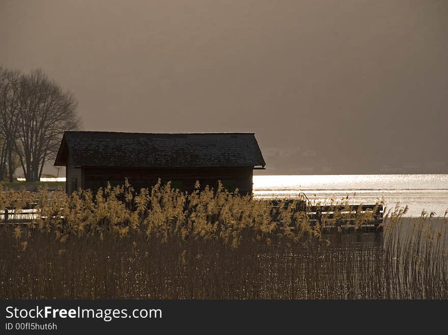 Little Hut At A Lake