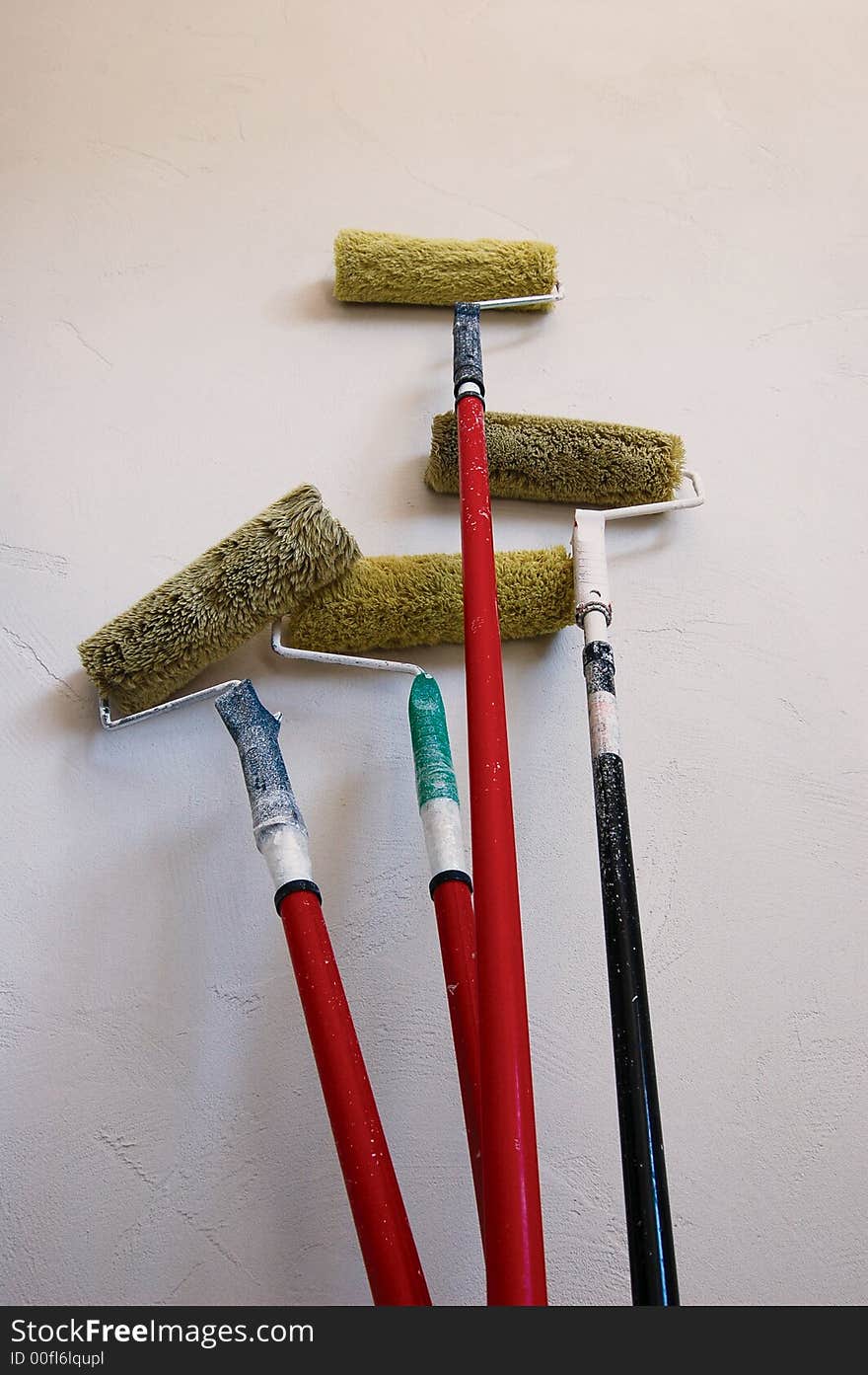 Close-up image of paint rollers