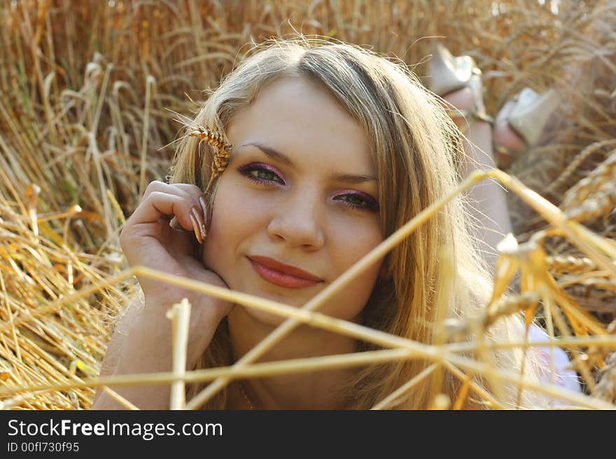 Anna in wheat field 4