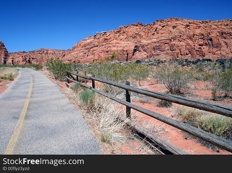 Old roadway through the canyon. Old roadway through the canyon.