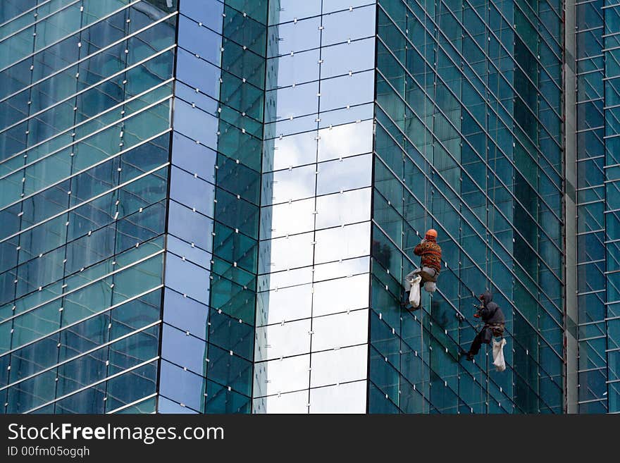 Two constructors. High-rise building construction.