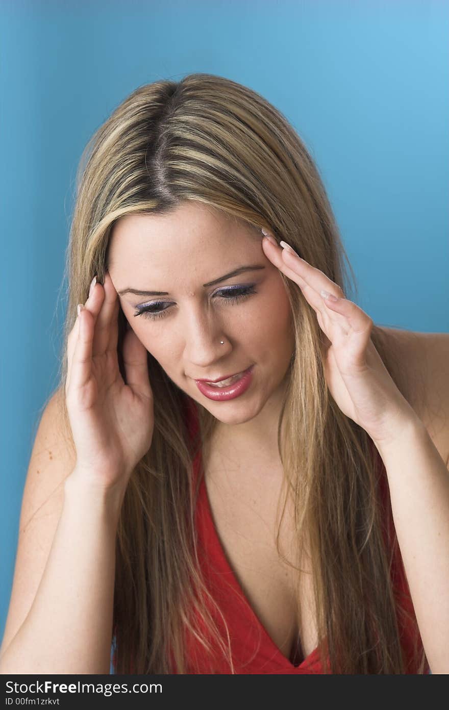 Studio portrait shot of youg girl with migraine. Studio portrait shot of youg girl with migraine