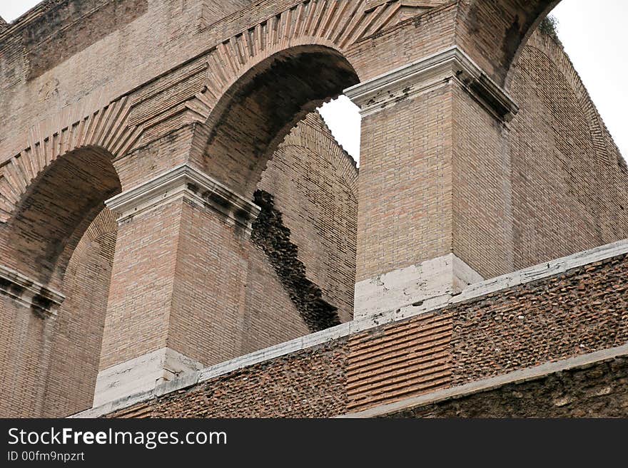 Roman Coliseum columns in Rome, Italy. Roman Coliseum columns in Rome, Italy