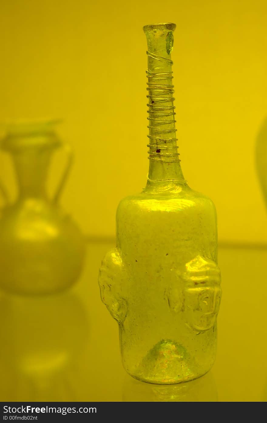 Antique glass bottles in museum