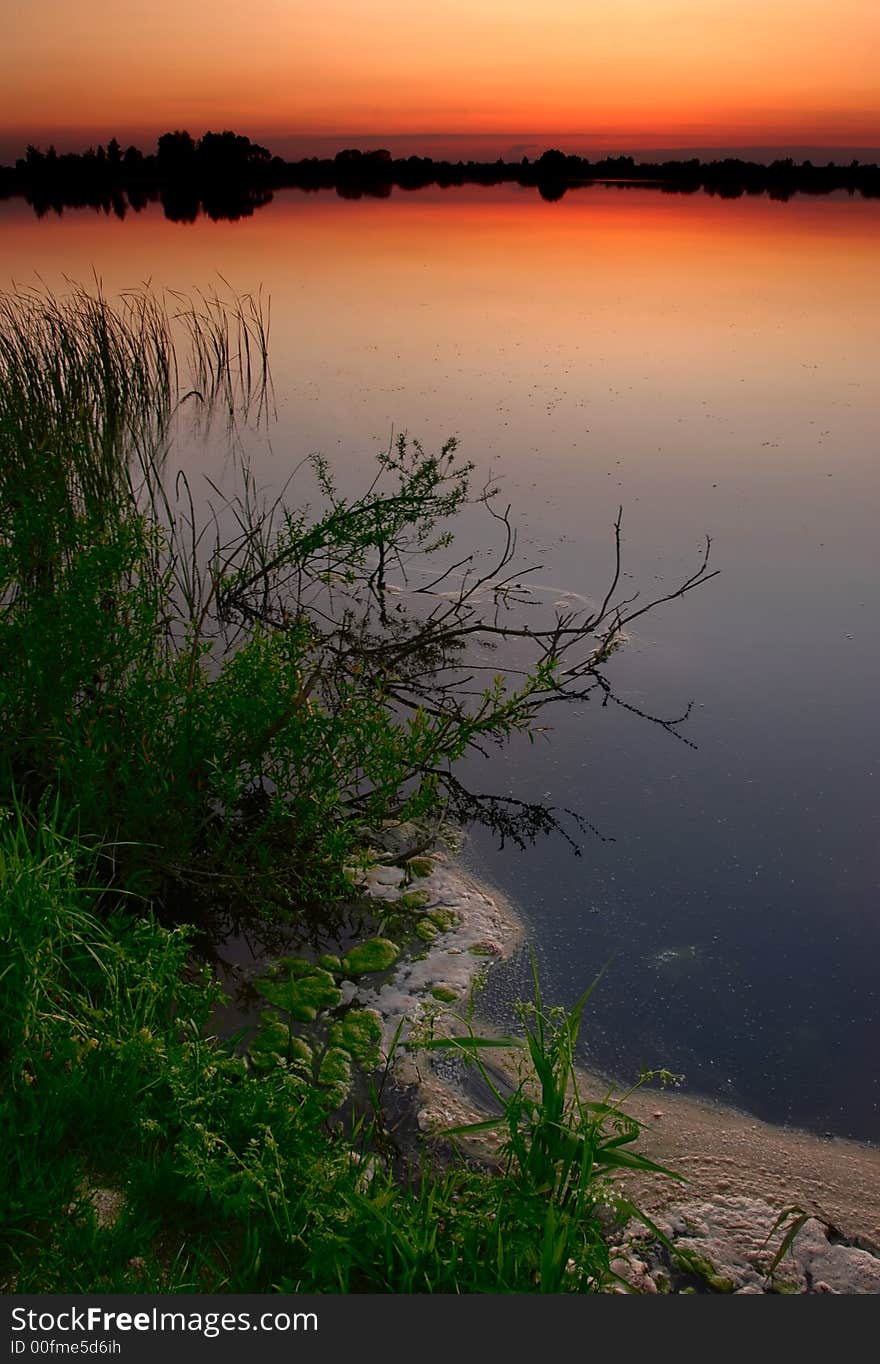 Dusk by the lake