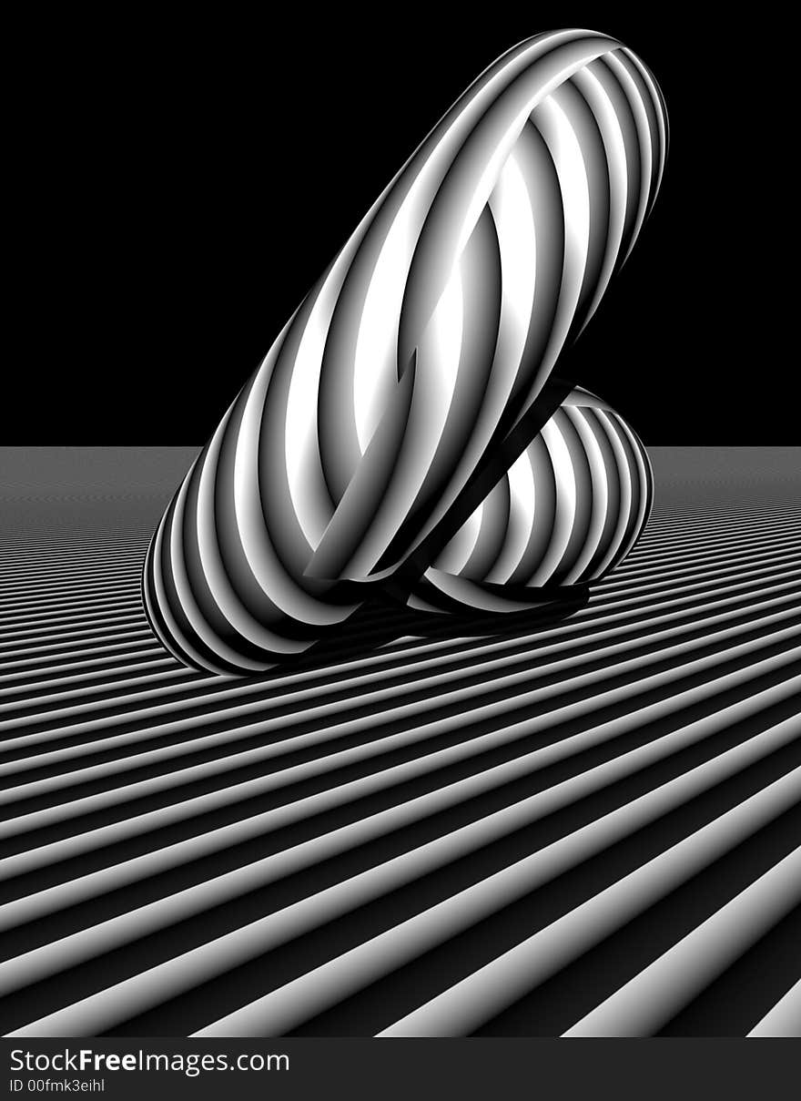 3d rendered image of primitive shapes in black and white stripes. 3d rendered image of primitive shapes in black and white stripes