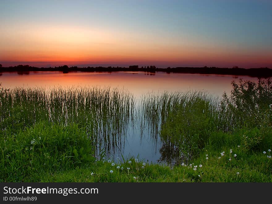 Dusk by the lake