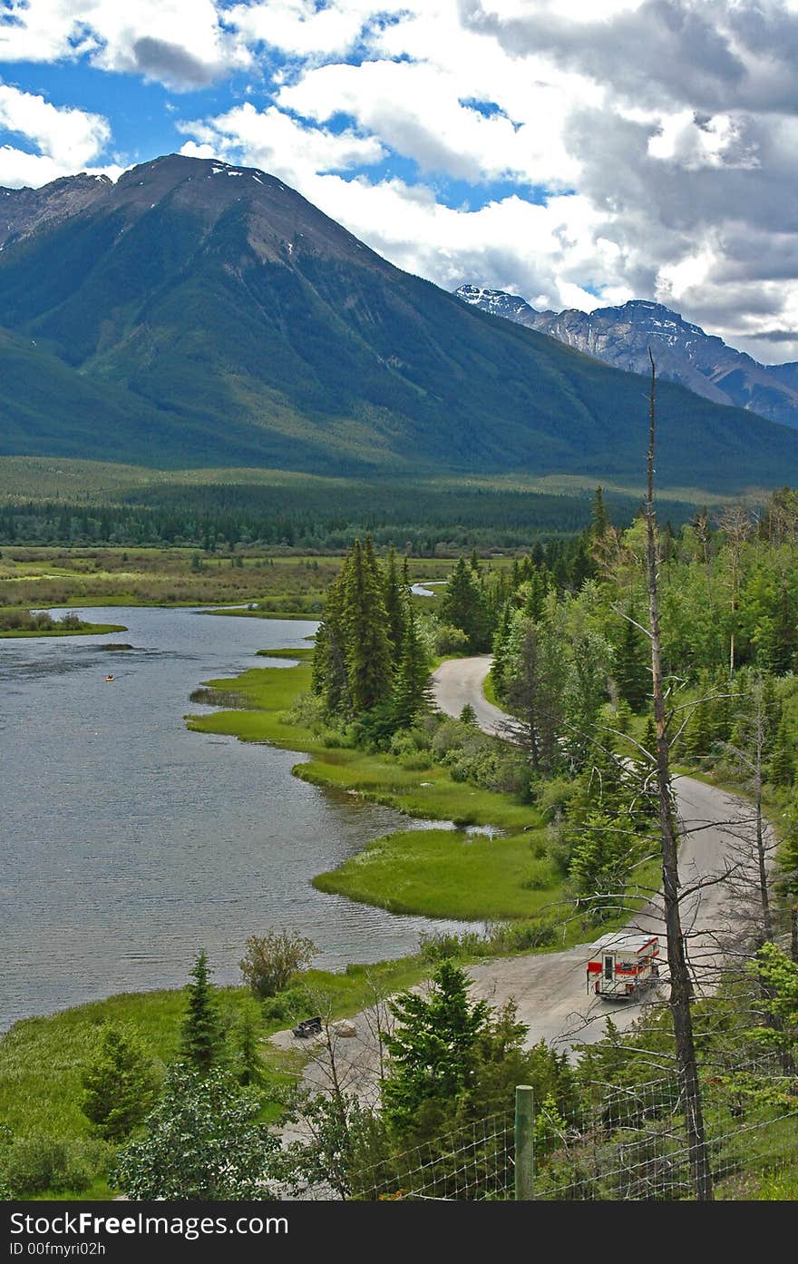 Camper pickup along the Bow River, Banff, Canada. I'd appreciate hearing how you use(d) my image(s)!. Camper pickup along the Bow River, Banff, Canada. I'd appreciate hearing how you use(d) my image(s)!