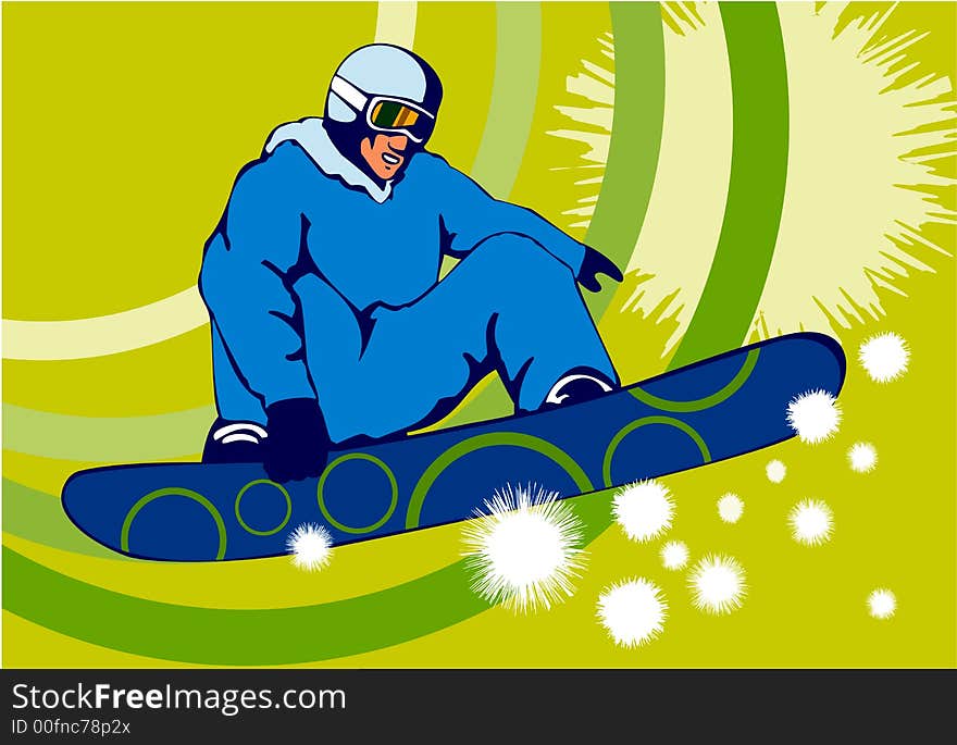 Illustration on the extreme sport of snowboarding. Illustration on the extreme sport of snowboarding