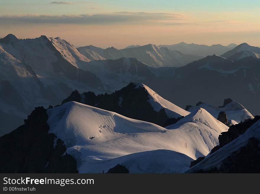 Mountain landscape in the evening sunlight. Mountain landscape in the evening sunlight