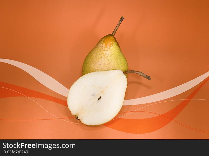 Pears Closeup in a orange background