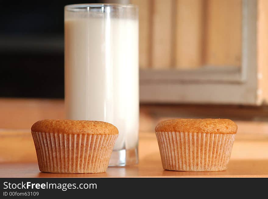 An image with milk and cake. An image with milk and cake