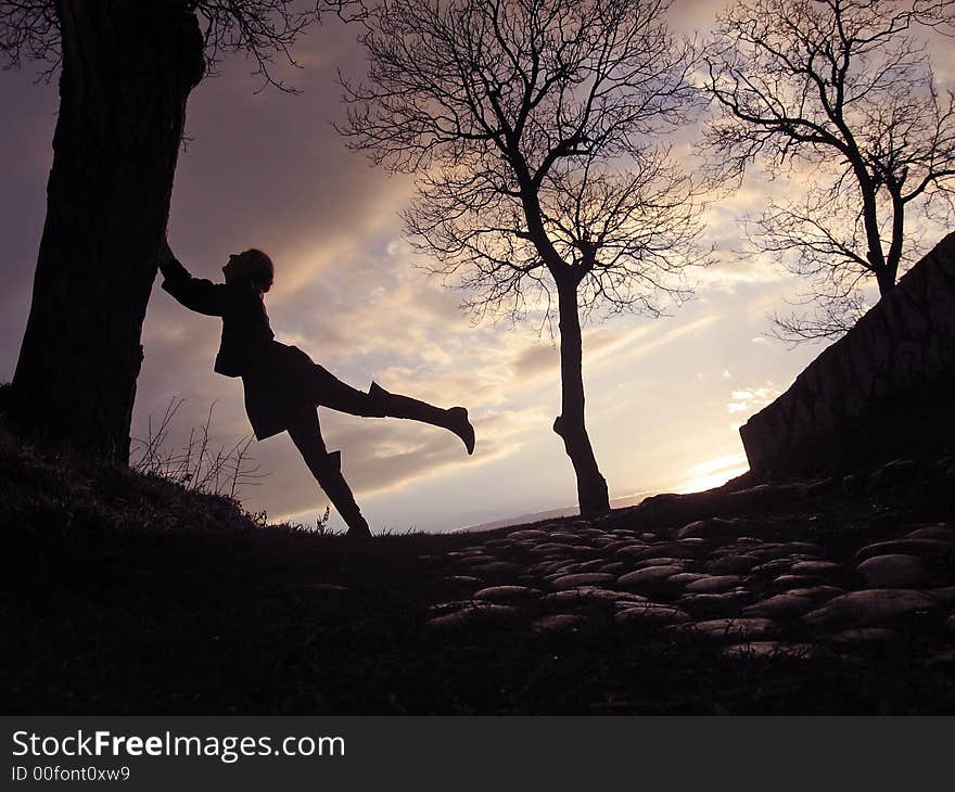 Female silhouette in the dark. Female silhouette in the dark