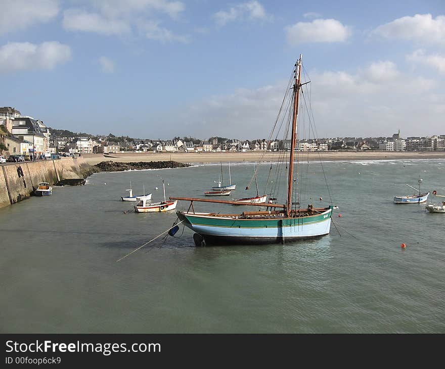 Sailing boat anchored on place