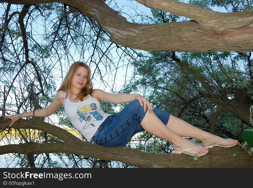 Girl on a tree