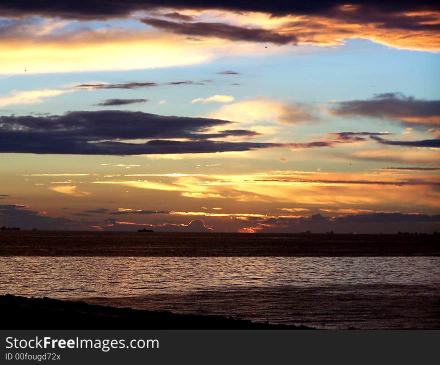 Sunset with a cloudy sky