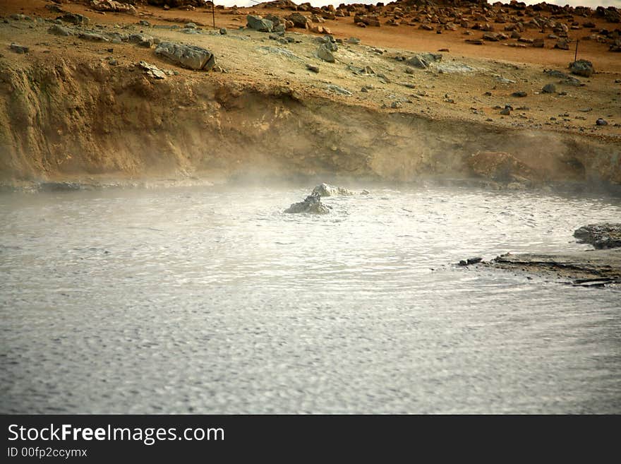 Bubbling and steaming pool