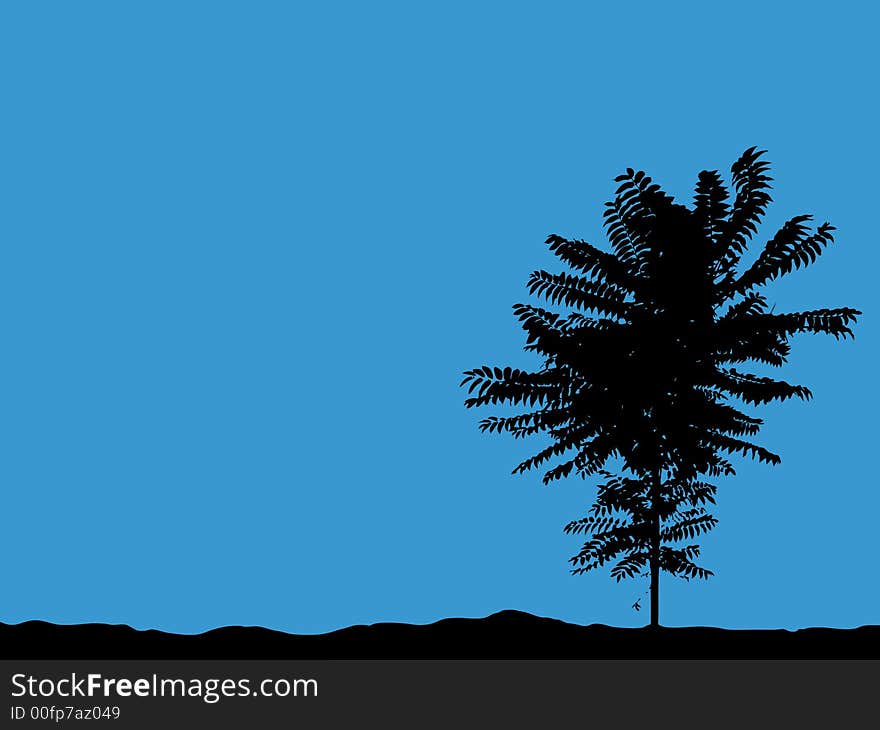 Blue sky with tree silhouette (with vector eps format)