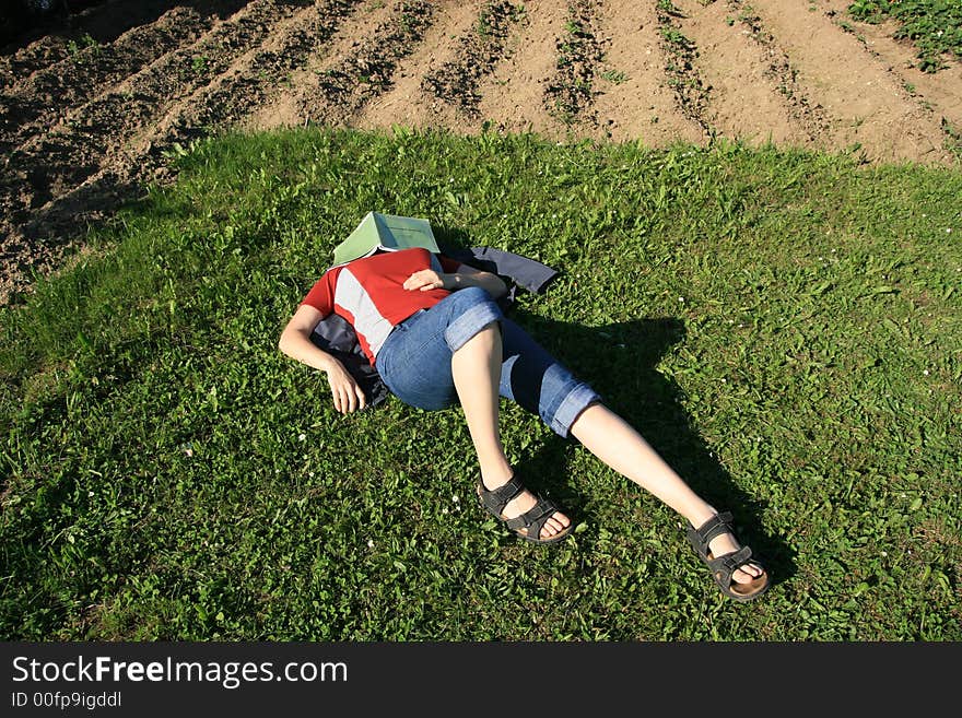 A girl is learning outdoor