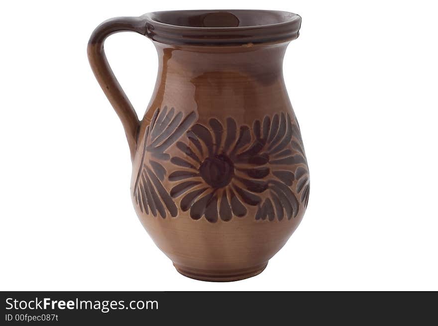 Isolated clay jug on white background