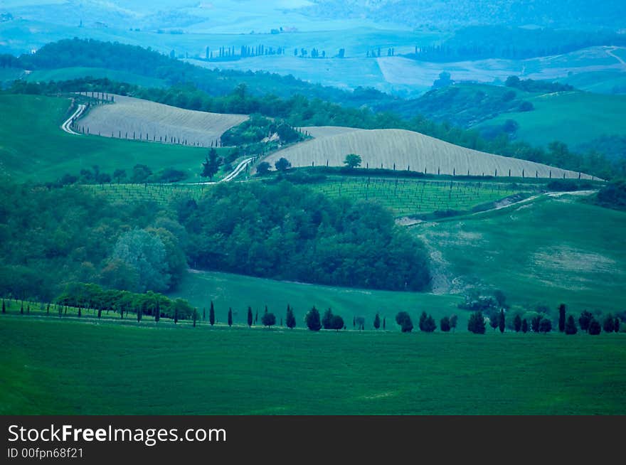 Rural countryside landscape in Tuscany region of Italy. Rural countryside landscape in Tuscany region of Italy.