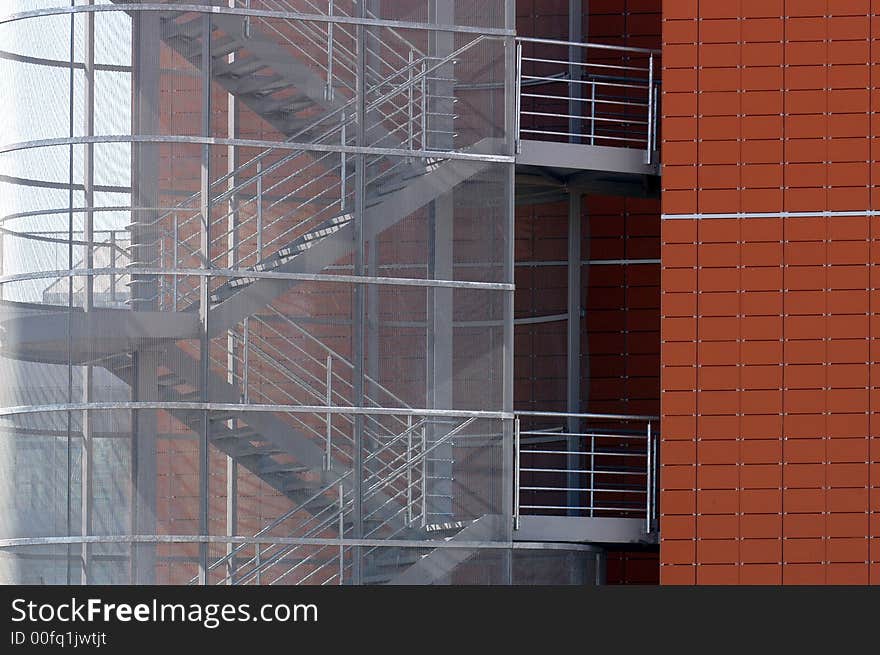 Steel stairs outside the building