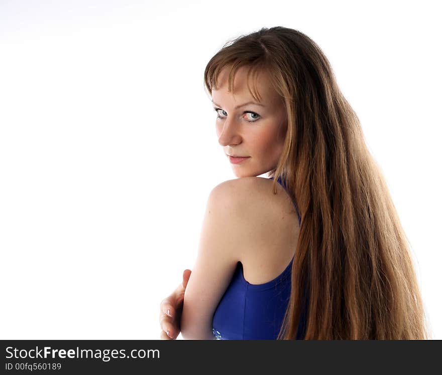 The nice girl on a white background