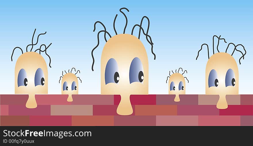 Four figures with fearful faces. This file is also available as Illustrator-file. Four figures with fearful faces. This file is also available as Illustrator-file