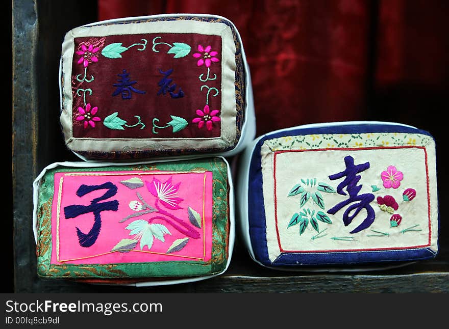 Close-up of Korean antique cushions. Close-up of Korean antique cushions