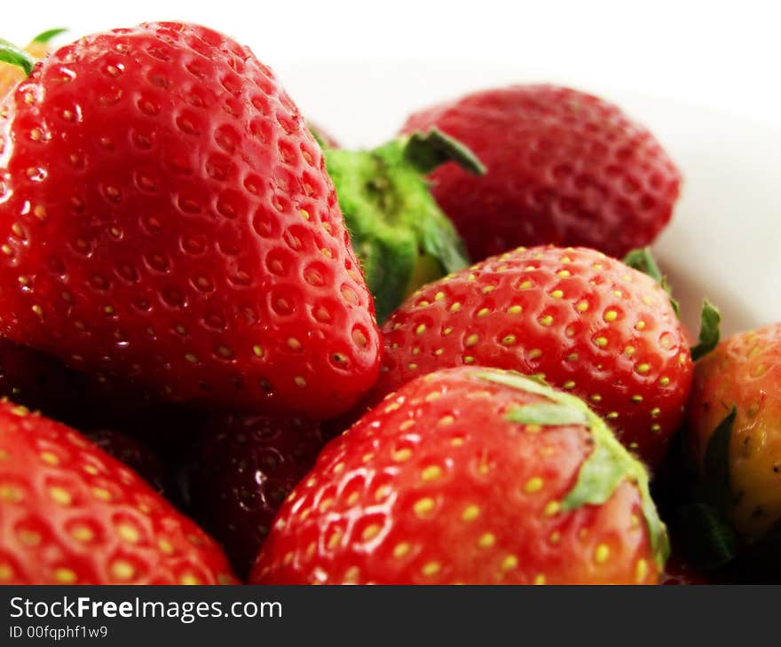 Fresh strawberries on white background