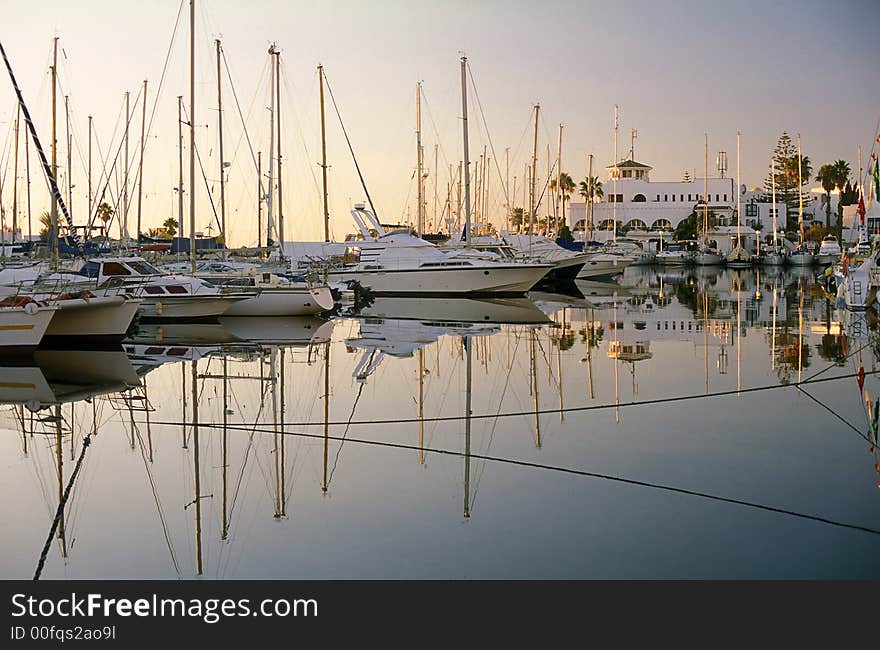 Tunisian boats and morning harbor. Tunisian boats and morning harbor