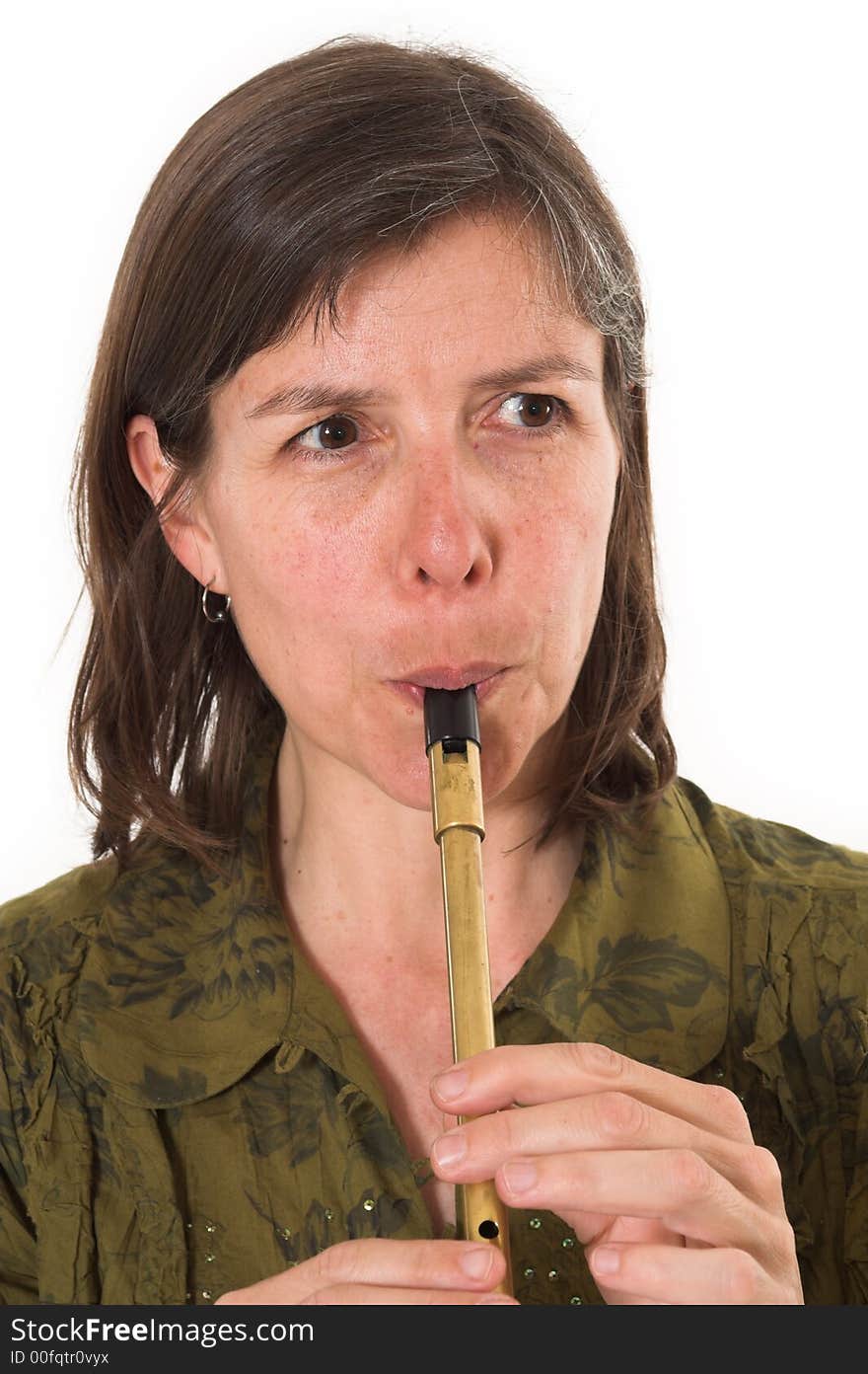 Mid-age woman playing flute