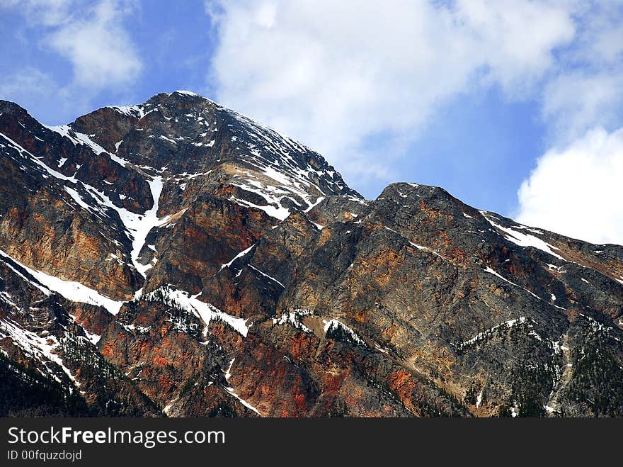 Detail mountain peek with over blue sky