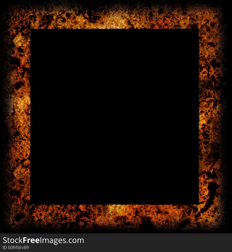 A computer generated grunge border with black background