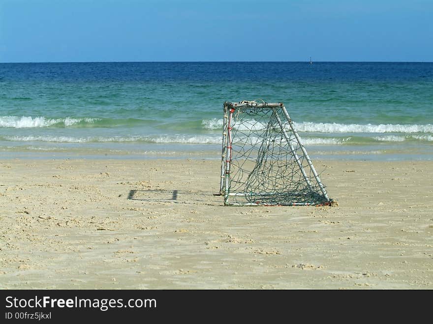 Empty goal on the beach