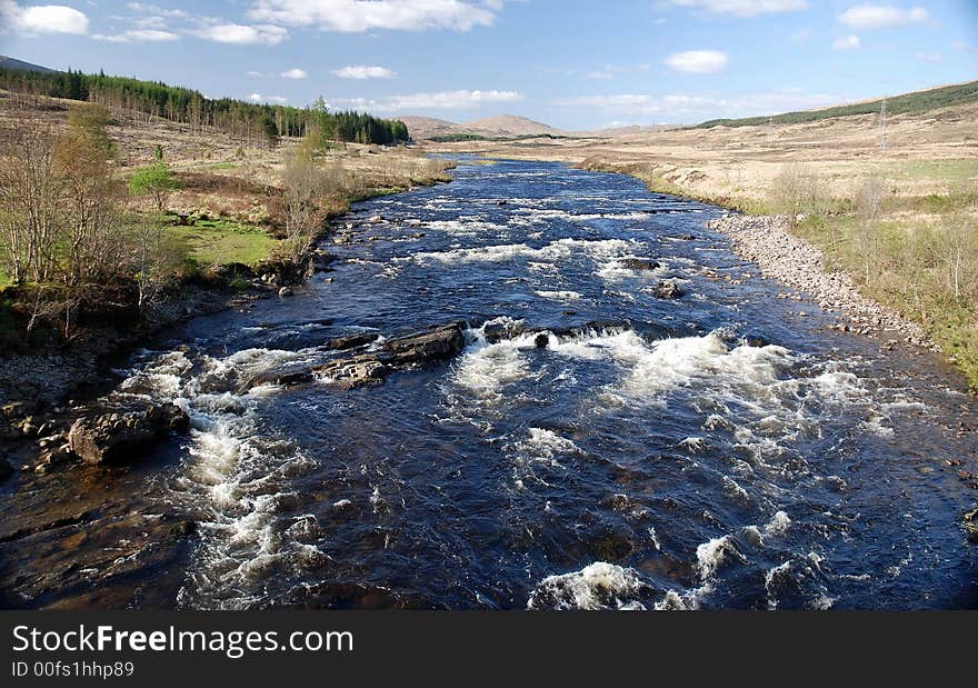 The river orchy making its way through glen orchy, highlands of scotland. The river orchy making its way through glen orchy, highlands of scotland