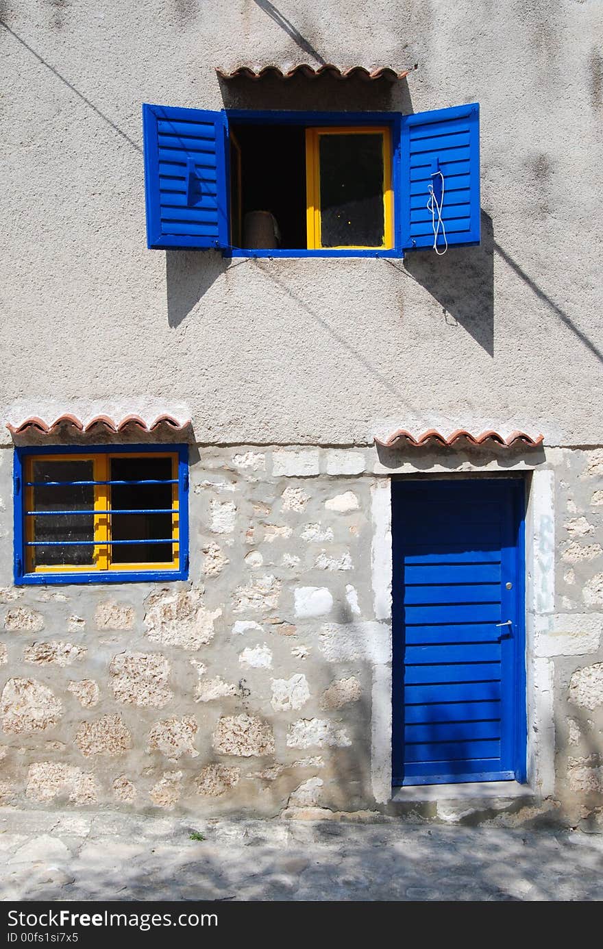 Blue geometries in Rovigno (Croazia)